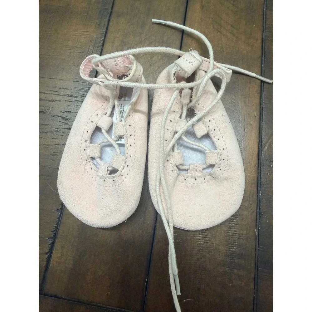 Mayoral Newborn Pink Suede Lace Up Ghillie Ballet Flats Crib Shoes Size 17